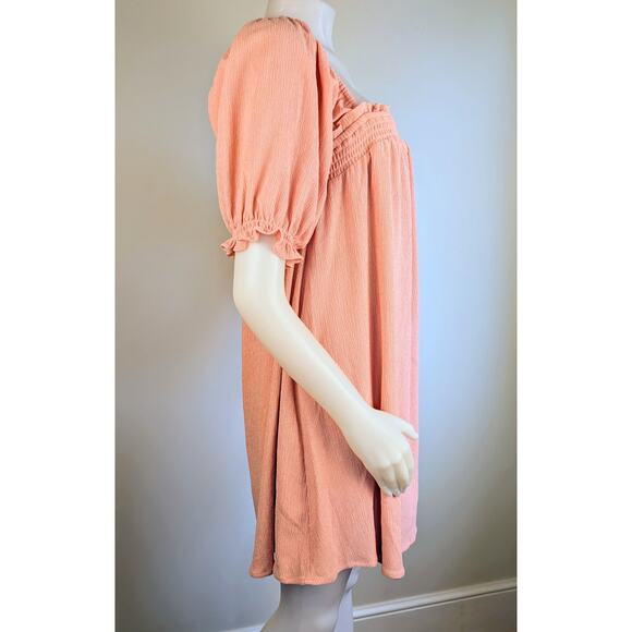 NEW Sugarlips Miss Sunshine Peach Milkmaid Smock Babydoll Minidress Size Medium - Picture 6 of 11